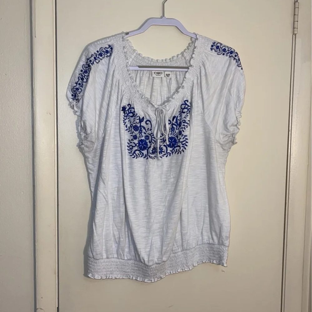 Cato Embroidered Peasant Top